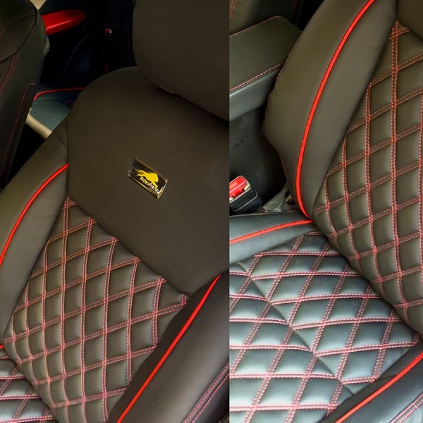 Buy Rideofrenzy Luxury Nappa Leather Car Seat Covers Designer Black With Red Piping Free 